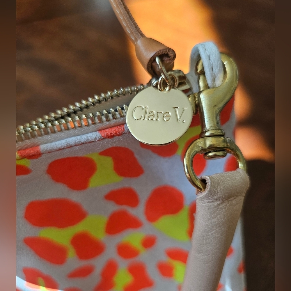 Clare V Neon Leopard Foldover Clutch With Tabs And Added Strap - Picture 3 of 6